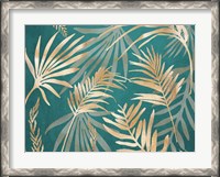 Framed Glam Leaves Teal 1