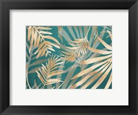 Framed Glam Leaves Teal 2