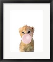 Baby Lion Bubble Gum Framed Print