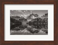Framed Baron Lake Monte Verita Peak Sawtooh Mountains II BW