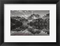 Framed Baron Lake Monte Verita Peak Sawtooh Mountains II BW