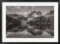 Framed Baron Lake Monte Verita Peak Sawtooh Mountains II BW