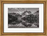 Framed Baron Lake Monte Verita Peak Sawtooh Mountains II BW