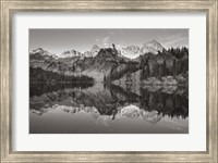 Framed Alice Lake Sawtooth Mountains Idaho BW