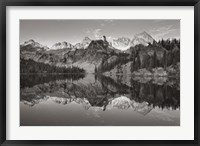 Framed Alice Lake Sawtooth Mountains Idaho BW