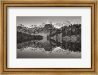 Framed Alice Lake Sawtooth Mountains Idaho BW