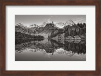 Framed Alice Lake Sawtooth Mountains Idaho BW