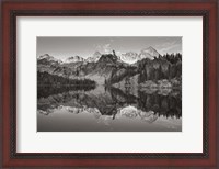 Framed Alice Lake Sawtooth Mountains Idaho BW