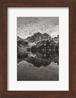 Framed Baron Lake Monte Verita Peak Sawtooh Mountains I BW