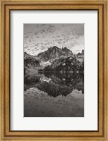 Framed Baron Lake Monte Verita Peak Sawtooh Mountains I BW