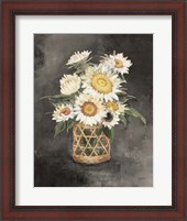 Framed Sunflowers in Rattan Black Crop