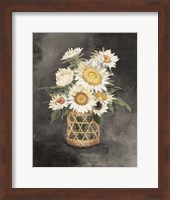 Framed Sunflowers in Rattan Black Crop