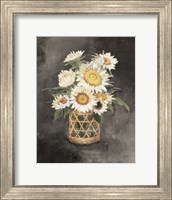 Framed Sunflowers in Rattan Black Crop