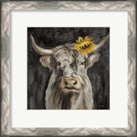 Framed Floral Highland Cow