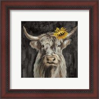 Framed Floral Highland Cow