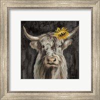 Framed Floral Highland Cow