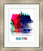 Framed New York Skyline Brush Stroke Watercolor