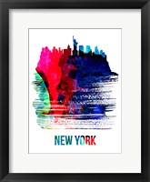 Framed New York Skyline Brush Stroke Watercolor