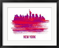 Framed New York Skyline Brush Stroke Red