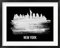 Framed New York Skyline Brush Stroke White