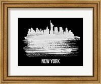 Framed New York Skyline Brush Stroke White