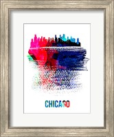 Framed Chicago Skyline Brush Stroke Watercolor