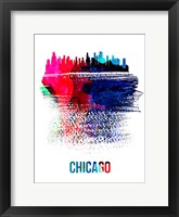 Framed Chicago Skyline Brush Stroke Watercolor