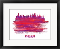 Framed Chicago Skyline Brush Stroke Red