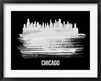 Framed Chicago Skyline Brush Stroke White