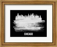 Framed Chicago Skyline Brush Stroke White