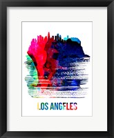 Framed Los Angeles Skyline Brush Stroke Watercolor