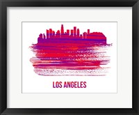 Framed Los Angeles Skyline Brush Stroke Red