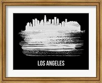 Framed Los Angeles Skyline Brush Stroke White