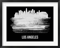 Framed Los Angeles Skyline Brush Stroke White