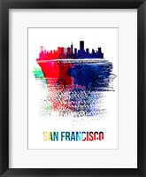Framed San Francisco Skyline Brush Stroke Watercolor
