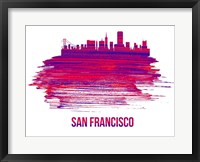 Framed San Francisco Skyline Brush Stroke Red