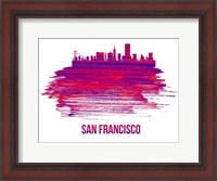 Framed San Francisco Skyline Brush Stroke Red