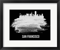 Framed San Francisco Skyline Brush Stroke White