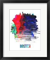 Framed Boston Skyline Brush Stroke Watercolor