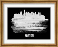 Framed Boston Skyline Brush Stroke White