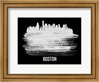 Framed Boston Skyline Brush Stroke White