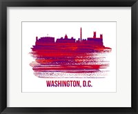Framed Washington, D.C. Skyline Brush Stroke Red