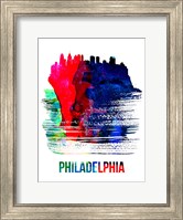 Framed Philadelphia Skyline Brush Stroke Watercolor