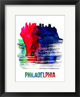 Framed Philadelphia Skyline Brush Stroke Watercolor