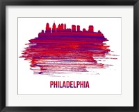 Framed Philadelphia Skyline Brush Stroke Red