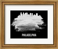Framed Philadelphia Skyline Brush Stroke White
