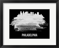 Framed Philadelphia Skyline Brush Stroke White