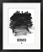 Framed Denver Skyline Brush Stroke Black