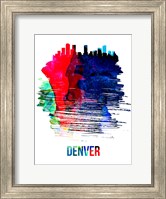 Framed Denver Skyline Brush Stroke Watercolor