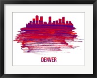 Framed Denver Skyline Brush Stroke Red